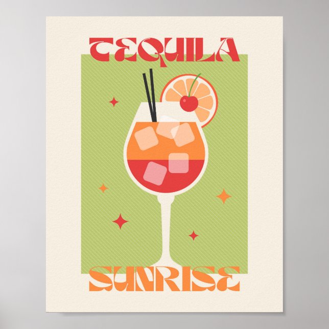 Poster drink Cocktail art Tequila sunrise (Front)