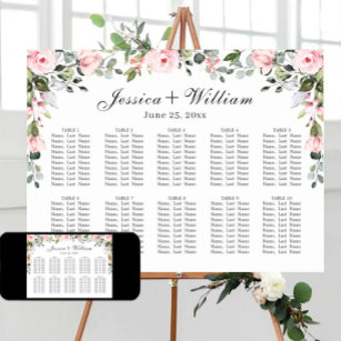 POSTER Eucalyptus Roses 10 Tables SEATING CHART