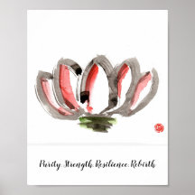 Poster featuring a stylised lotus blossom