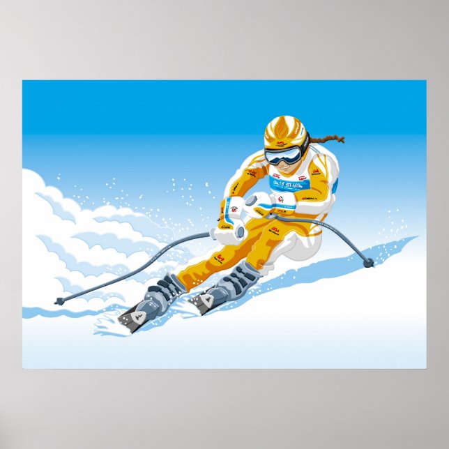 Poster Female Downhill Skier Winter Sport (Front)
