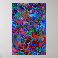 Poster Floral Abstract Stained Glass