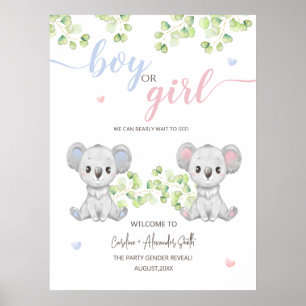  Poster for Koala Gender Reveal Party.