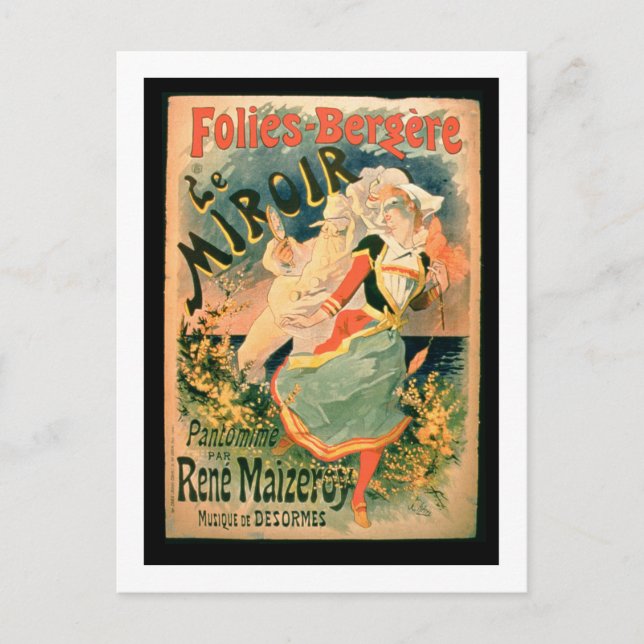Poster for 'Le Miroir' at the Folies-Bergere, a pa Postcard (Front)