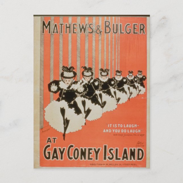 Poster for 'Mathews & Bulger' at Gay Coney Island Postcard (Front)