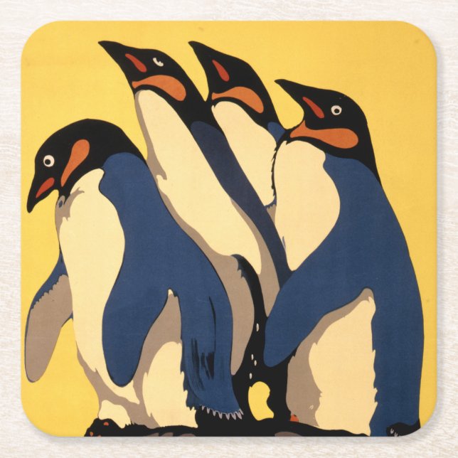 Poster For Subway Transportation To The London Zoo Square Paper Coaster (Front)