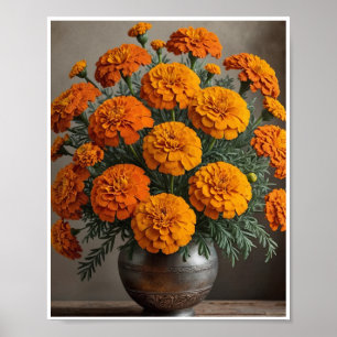 Poster Fresh Merigold Flower Bouquet Decor