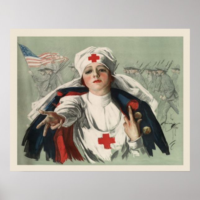 Poster from WWII with American Red Cross Print (Front)