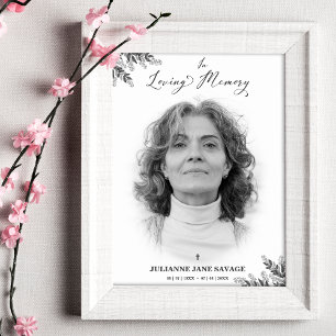 Póster Funeral Black Withe Photo Remembrance Servi Poster