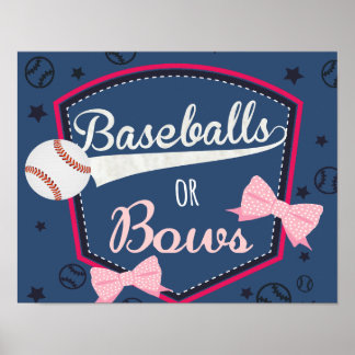 poster gender reveal - baseball or bows