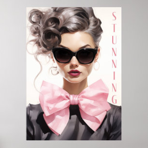 Poster Glamorous Fashion Model Black Bow