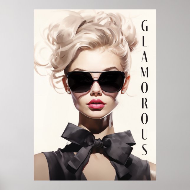 Poster Glamourous Fashion Model Black Bow (Front)