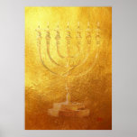 Poster Golden Menorah Judaica<br><div class="desc">Wonderful Golden Menorah Judaica Poster</div>