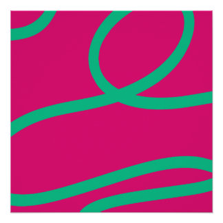 Poster - Green Lines on Pink