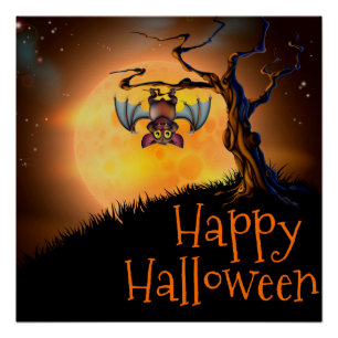 Poster/Happy Halloween Cute Bat Poster