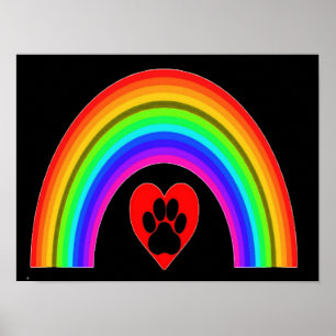 Poster Heart With Paw Under A Rainbow
