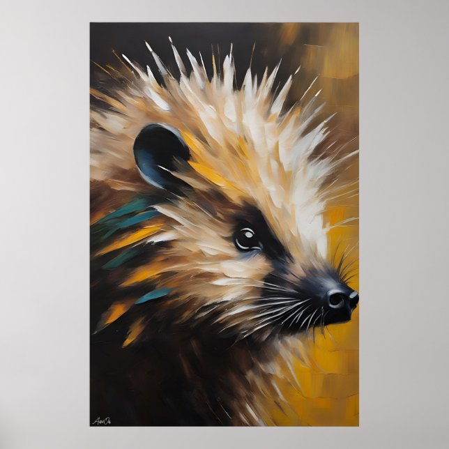 Poster | Hedgehog | Oil Painting Style  (Front)