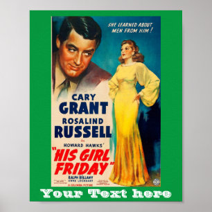 Poster His Girl Friday-Cary Grant Rosalind Russell