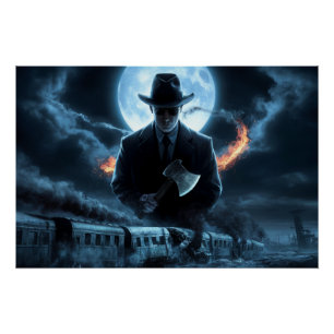 Poster Homme Noir Train 10