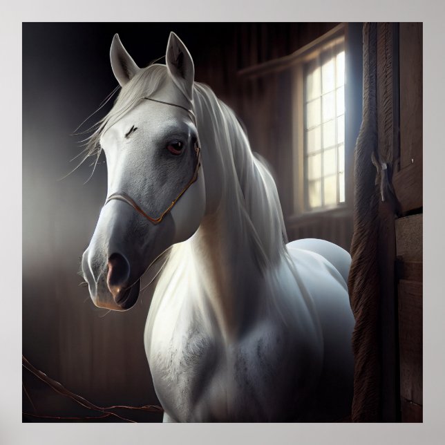Poster horse white (Front)
