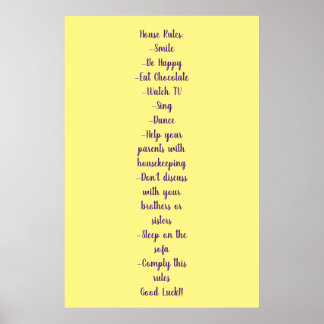 Poster House Rules Normas de la casa