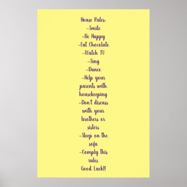 Poster House Rules Normas de la casa (Front)