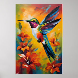 Poster | Hummingbird | Oil Painting Style