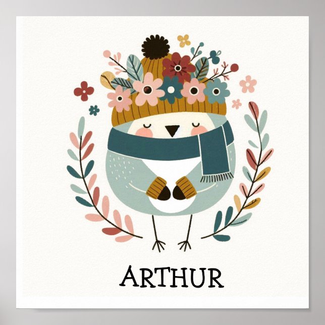 Poster illustration folk art pattern "bird" (Front)