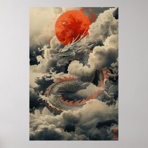 Poster Japanese Dragon Ukiyo-e – Mythical Power Po