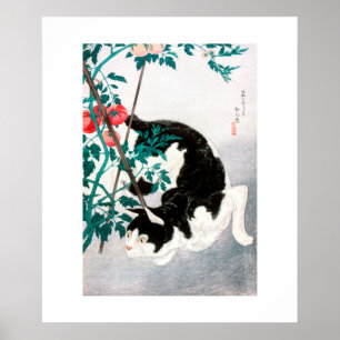POSTER : JAPANESE WOODBLOCK : Cat with Tomato