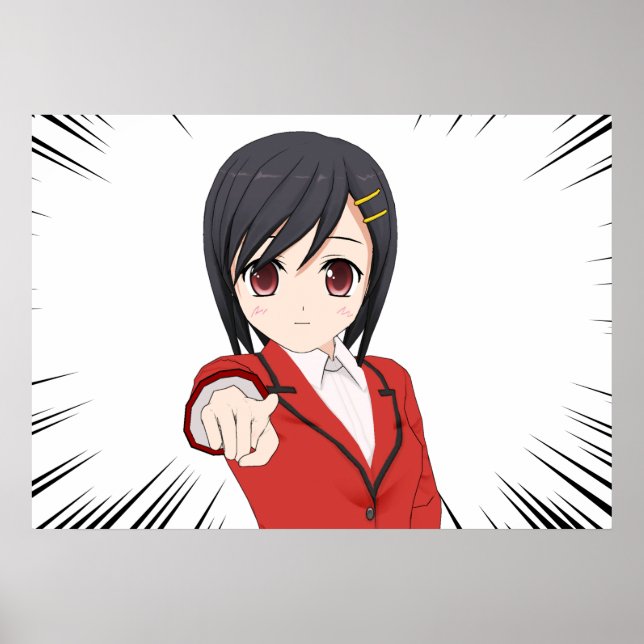 Poster jeune fille manga cheveux courts (Front)