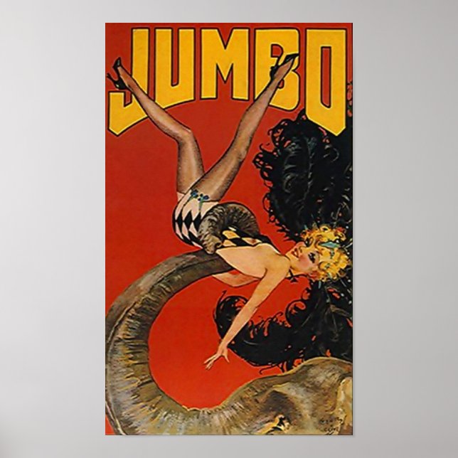 POSTER JUMBO THE GIANT ELEPHANT & LADY! (Front)