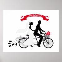 Poster just married with bride and groom