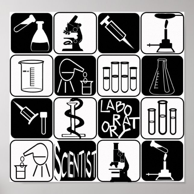 POSTER LABORATORY SCIENTIST SYMBOLS AND TOOLS (Front)
