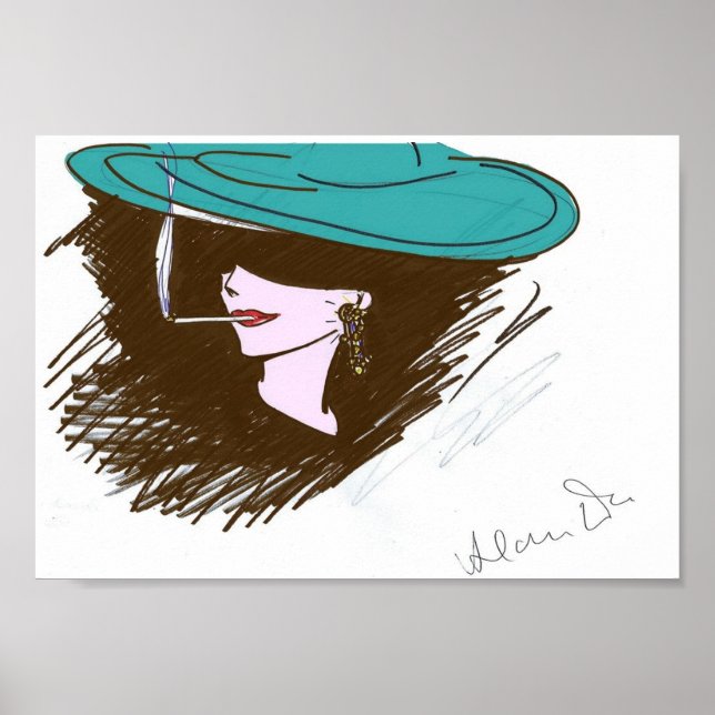 Poster Lady in Hat Illustration (Front)