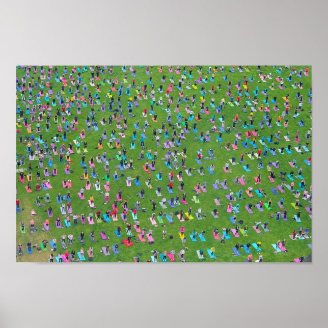 Poster - Large group of people doing yoga (Front)