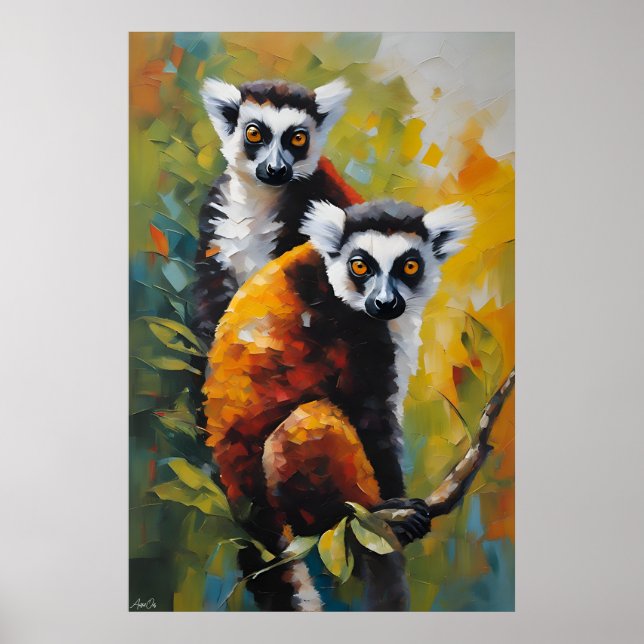 Poster | Lemur | Oil Painting Style  (Front)