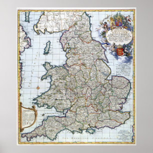 Poster - Map of 14th-century England