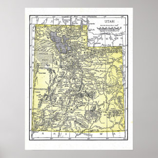 Poster: Map of Utah, 1921 Poster