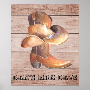 Poster Matte Cowboy Boot and Hat
