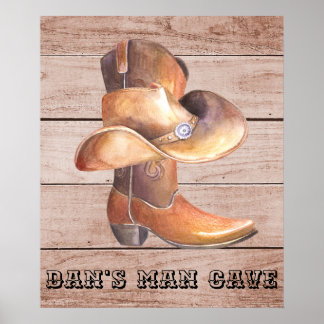 Poster Matte Cowboy Boot and Hat