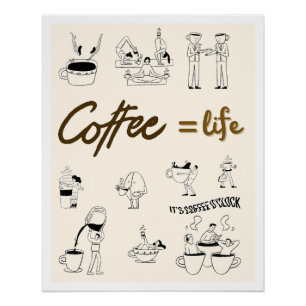 Poster Minimalist Coffee Illustration Aesthetic