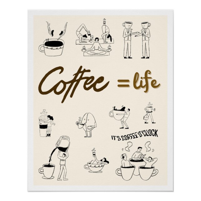 Poster Minimalist Coffee Illustration Aesthetic (Front)