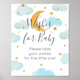 Póster Moon & Stars Wishes for Baby sign