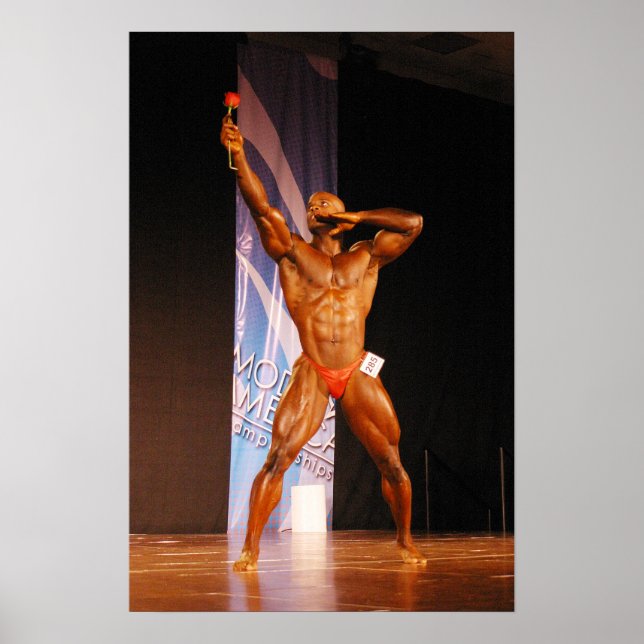 Poster, Morris Mendez, Bodybuilder with a rose Poster (Front)