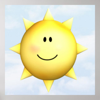 Poster mural happy face sunshine 23x23 customise