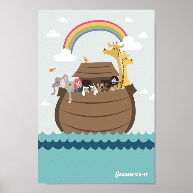 Poster Noah's Ark Animal Pairs Christian Wall Art (Front)