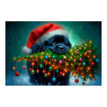 Poster of Newfie Carrying a Christmas Tree