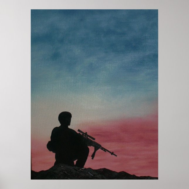 Poster of Soldier Silhouette Red White and Blue (Front)