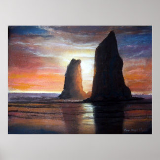 Poster of The Needles Cannon Beach Pastel Print