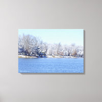 POSTER, OLANDER LAKE RIMMED WITH WHITE TREES